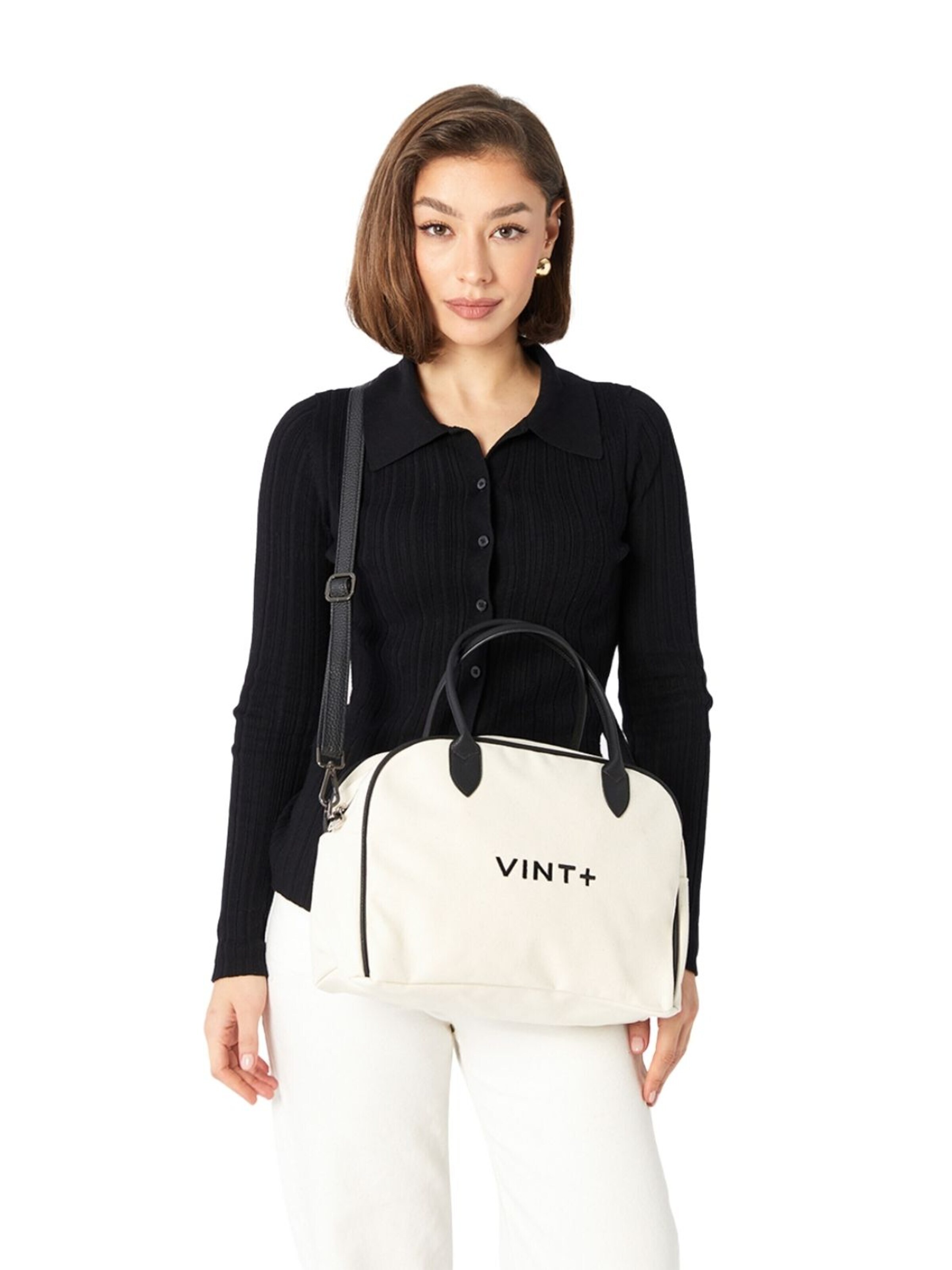 VINT+ Handbag 'Bowling Bag' in Beige