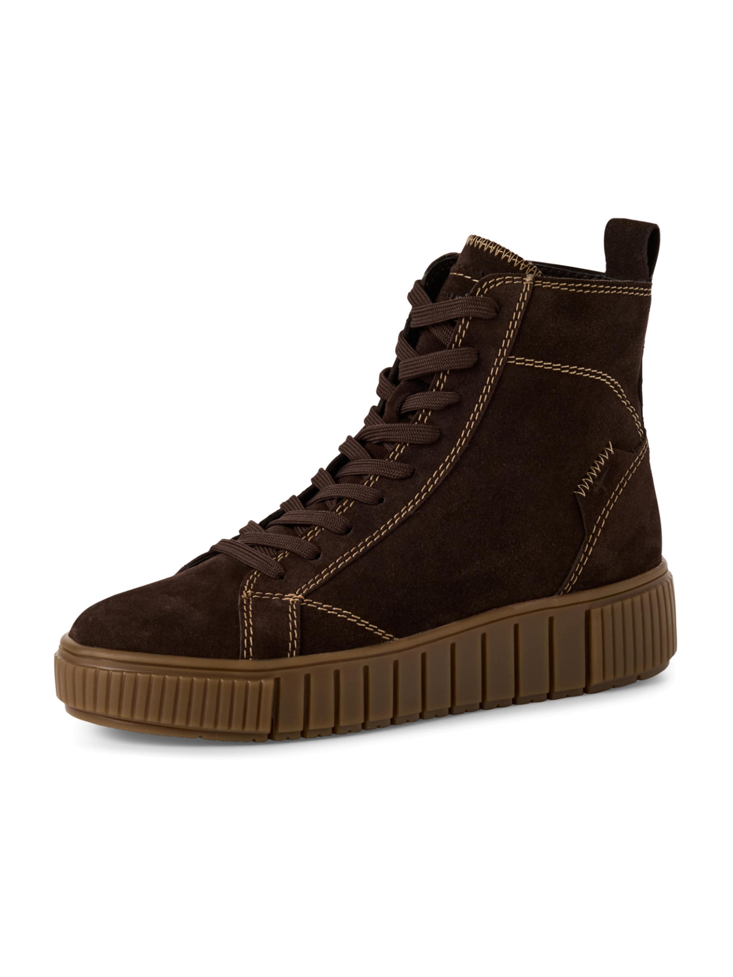 Tamaris Lace-Up Ankle Boots in Brown: front