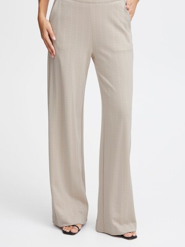 ICHI Wide leg Trousers ' Ruti ' in Beige: front