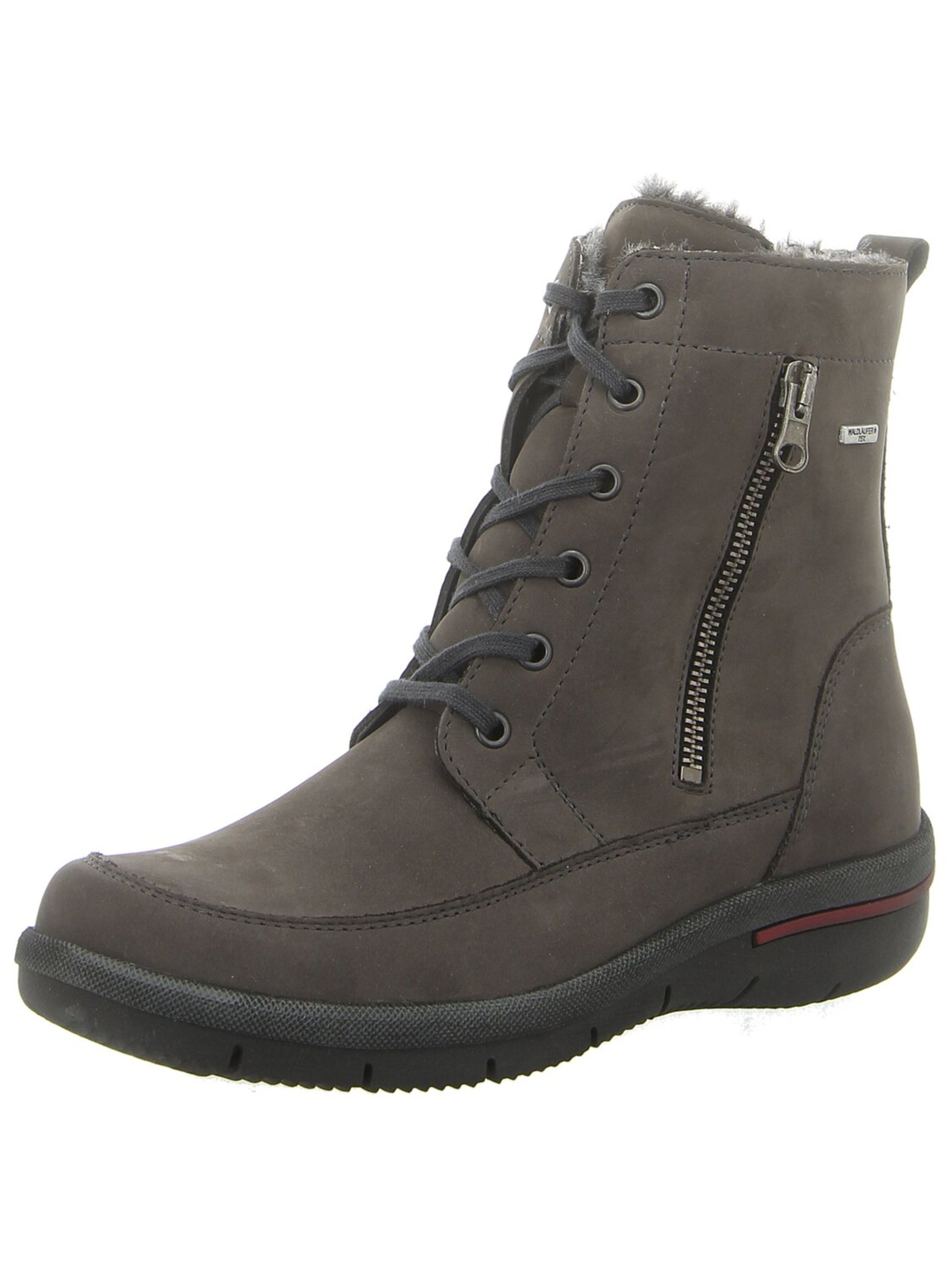 WALDLÄUFER Lace-Up Ankle Boots 'Damen Stiefelette 395972-191-052 Rauleder in grau' in Grey: front