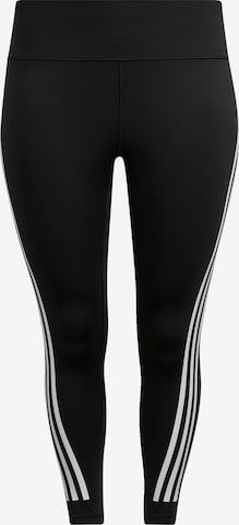 ADIDAS SPORTSWEAR Skinny Workout Pants 'Optime Trainicons 3-Stripes' in Black: front