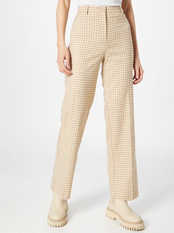 Monki Wide leg Pleated Pants in Beige: front