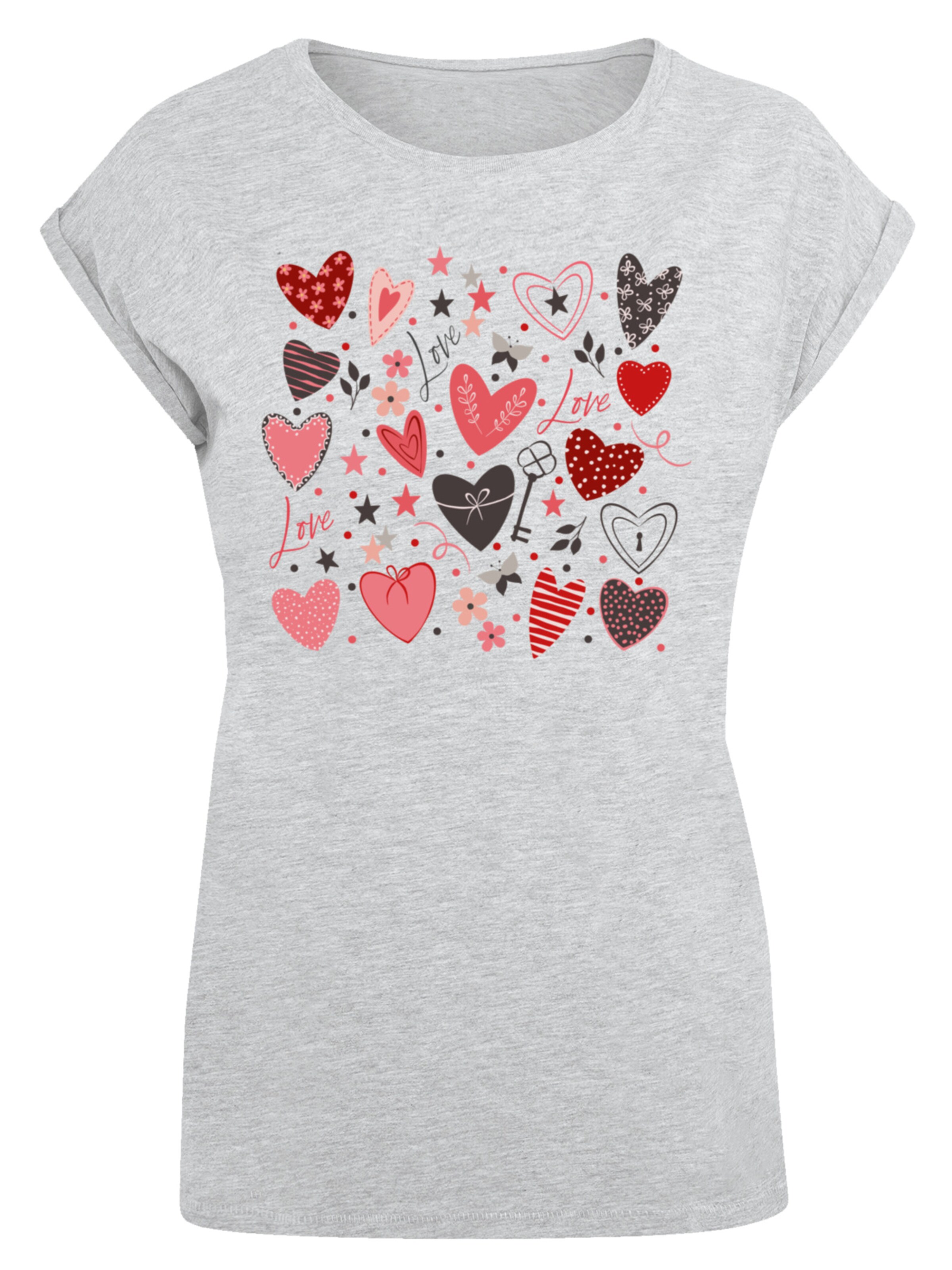 T-shirt 'Cute Herzen Variety Valentinstag' F4NT4STIC en gris : devant