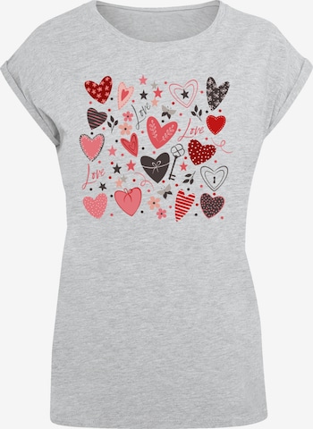 T-shirt 'Cute Herzen Variety Valentinstag' F4NT4STIC en gris : devant