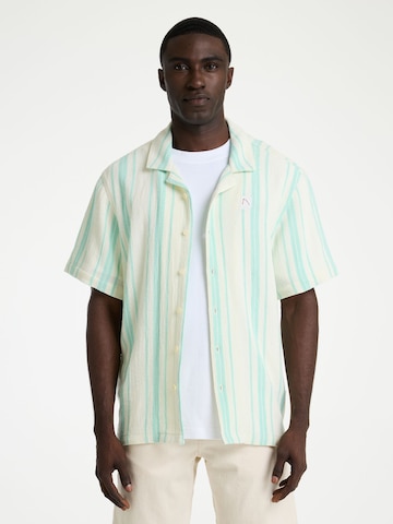 CHASIN' Comfort Fit Hemd 'Doby Stripe' in Gelb: Vorderseite
