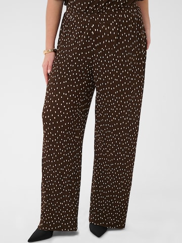 KAFFE CURVE Wide leg Broek 'KCMyra' in Bruin: voorkant