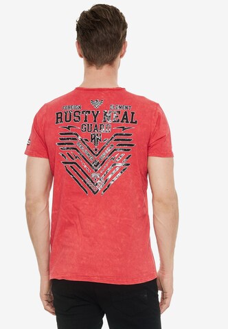 Rusty Neal T-Shirt Crewneck mit coolem Print in Rot