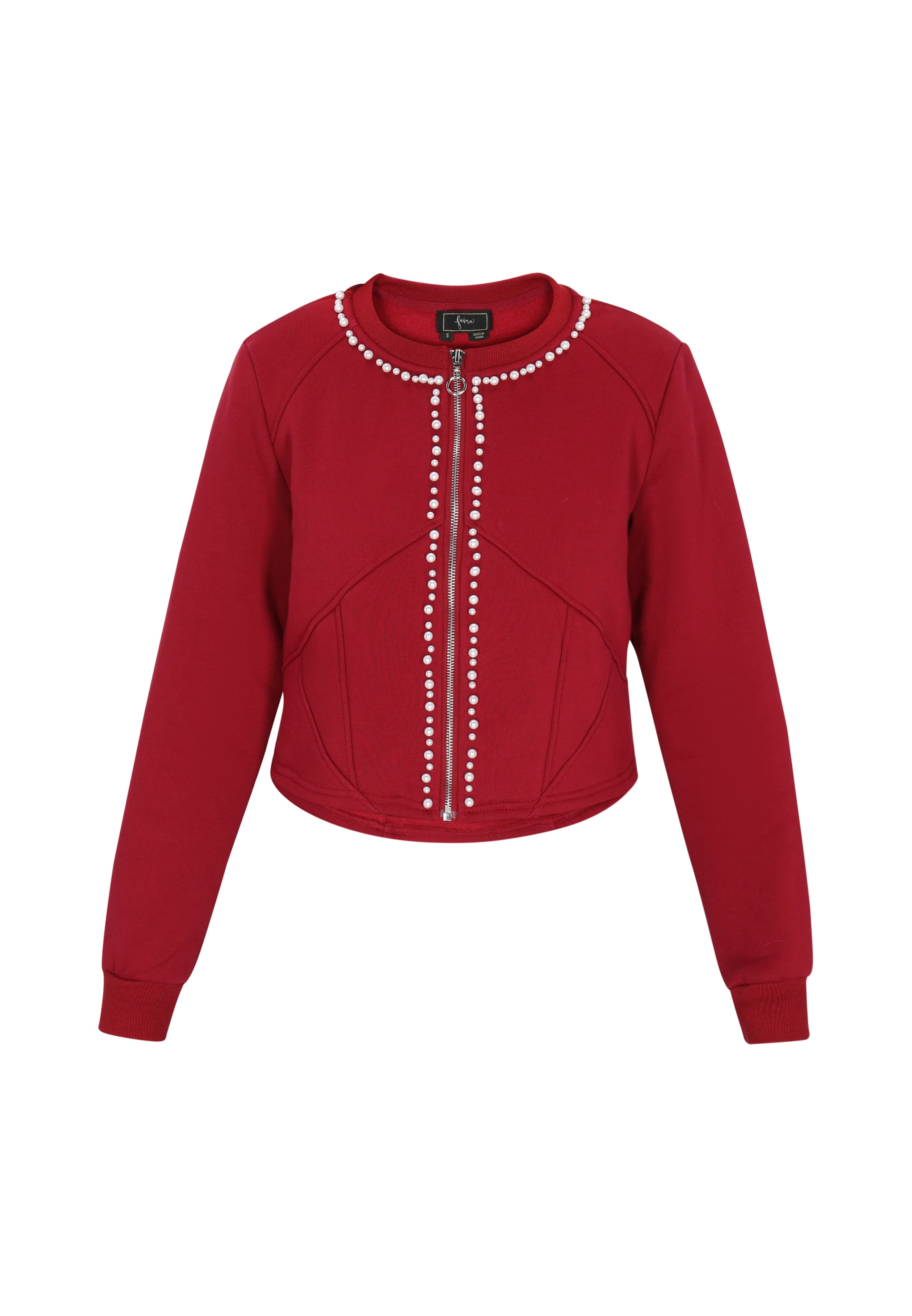faina - Sudadera con cremallera en rojo: frente