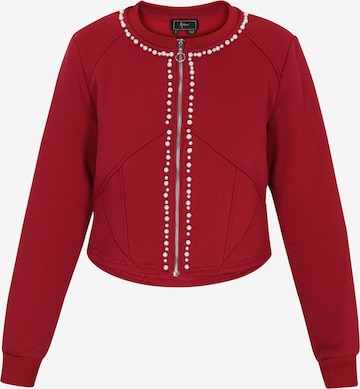 faina - Sudadera con cremallera en rojo: frente
