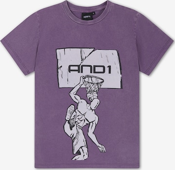 Tricou de la AND1 pe mov: față