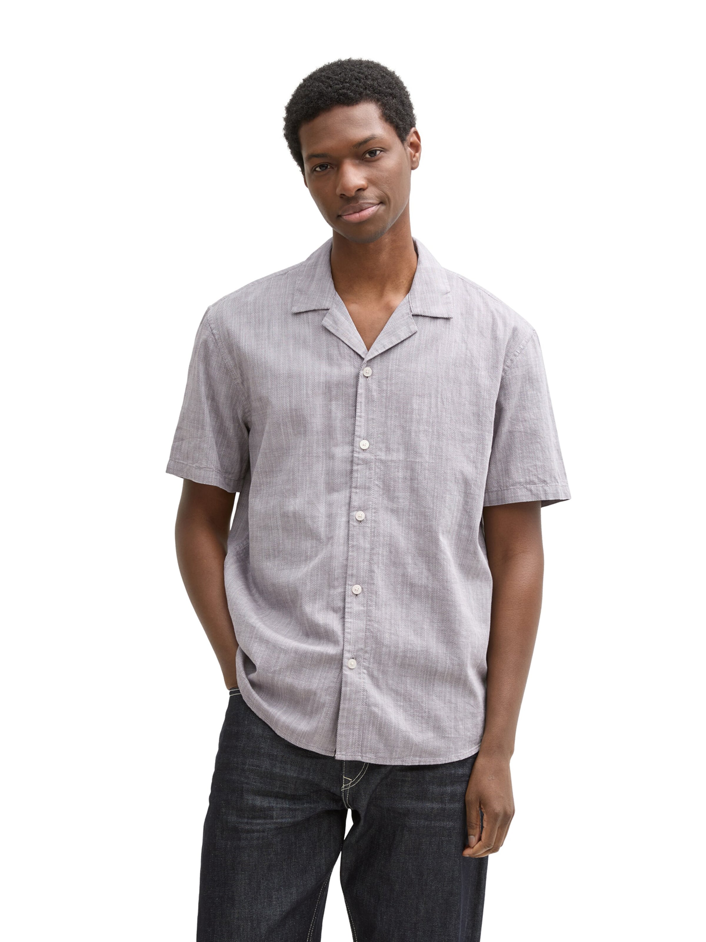 TOM TAILOR DENIM Средняя посадка Рубашка в Серый: спереди