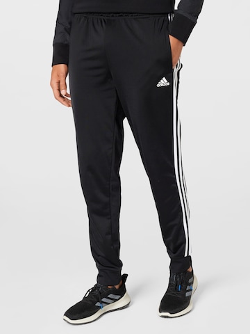 ADIDAS SPORTSWEAR - Tapered Calças de desporto 'Essentials' em preto: frente