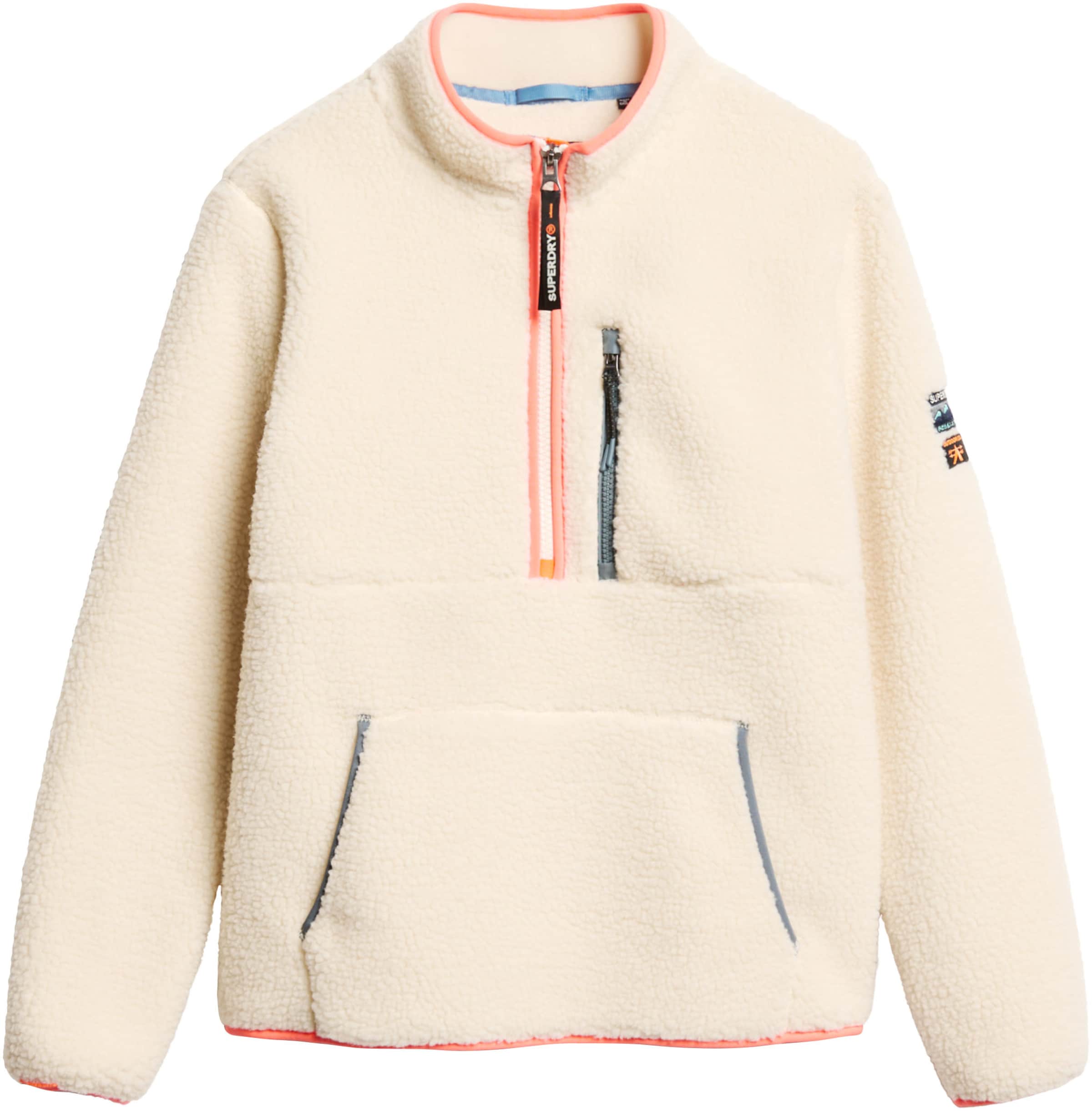 Superdry Fleece jas in Beige: voorkant
