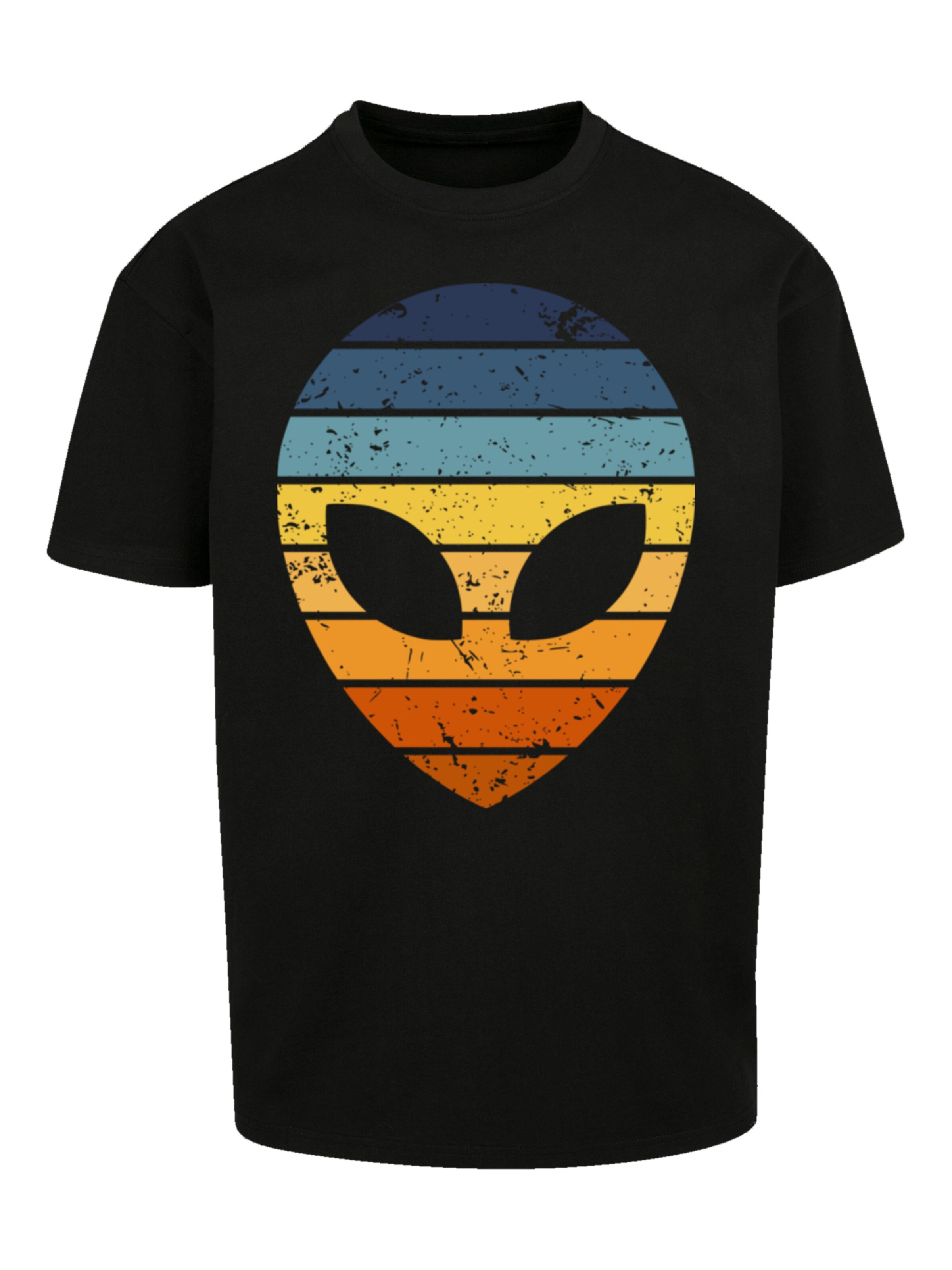 T-Shirt 'Alien Sonnenuntergang Retro' F4NT4STIC en noir : devant