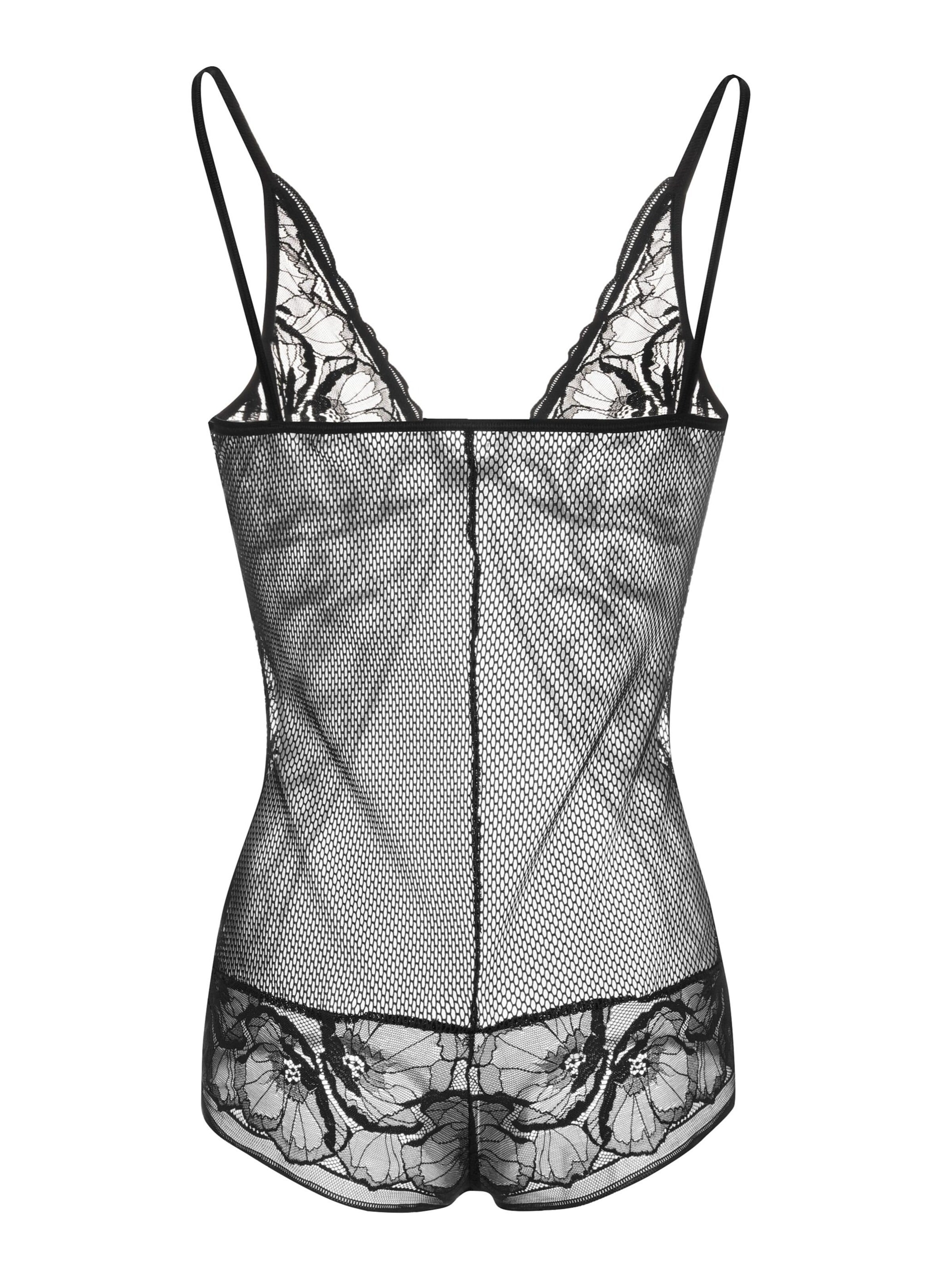 Evoni Body 'aus Netzstoff mit Spitze und Spaghettiträgern'‌‌‌‌‌‌‌‌‌ in Schwarz