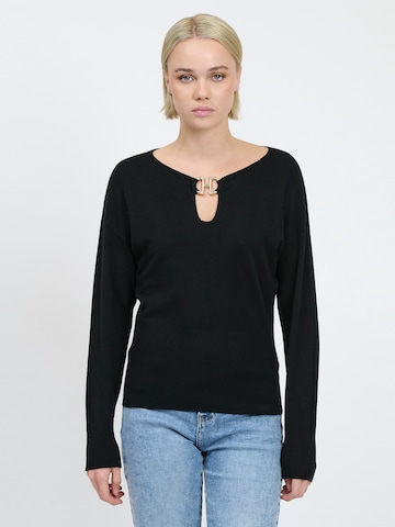 juoda Influencer Megztinis: priekis