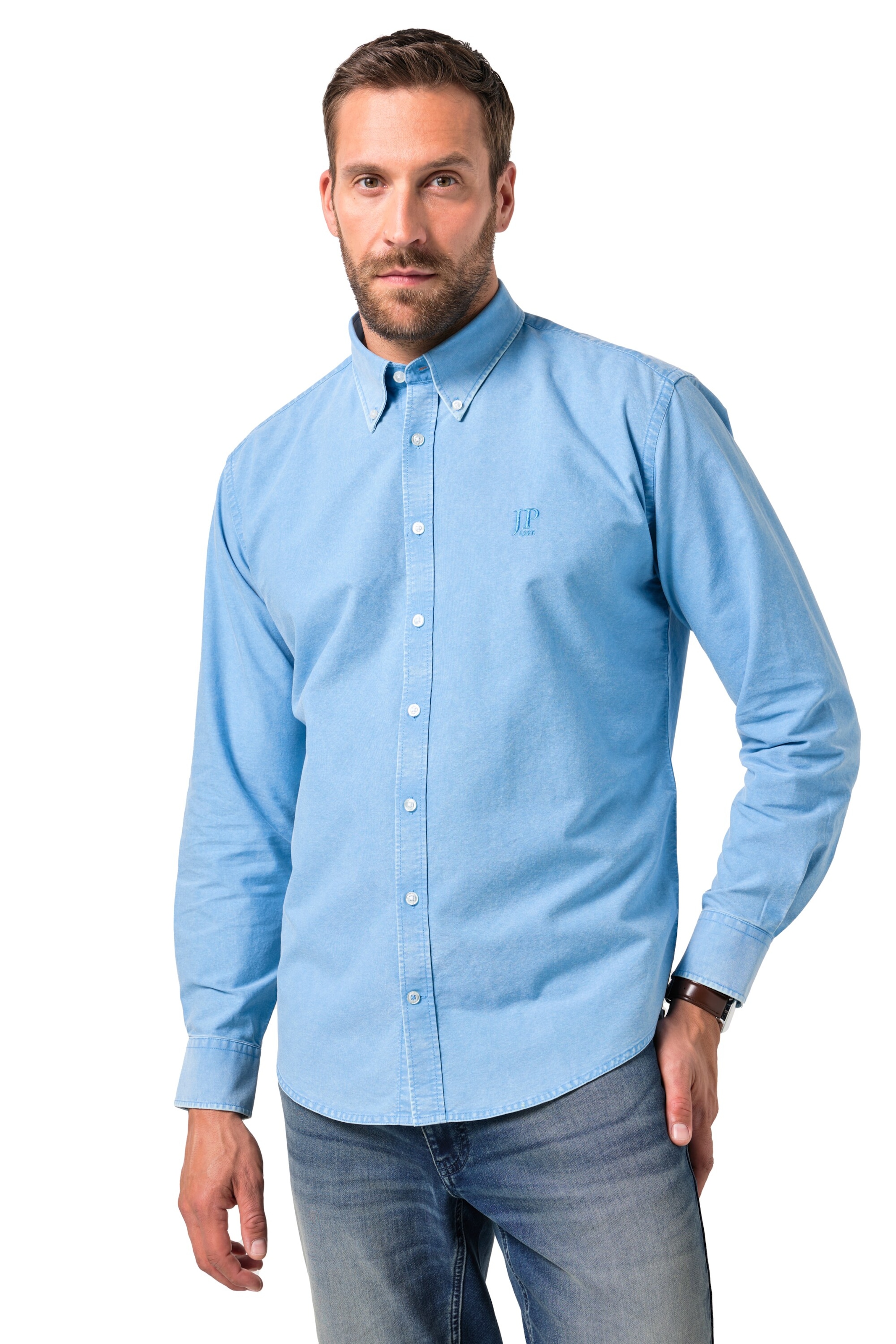 JP1880 Regular fit Overhemd in Blauw: voorkant