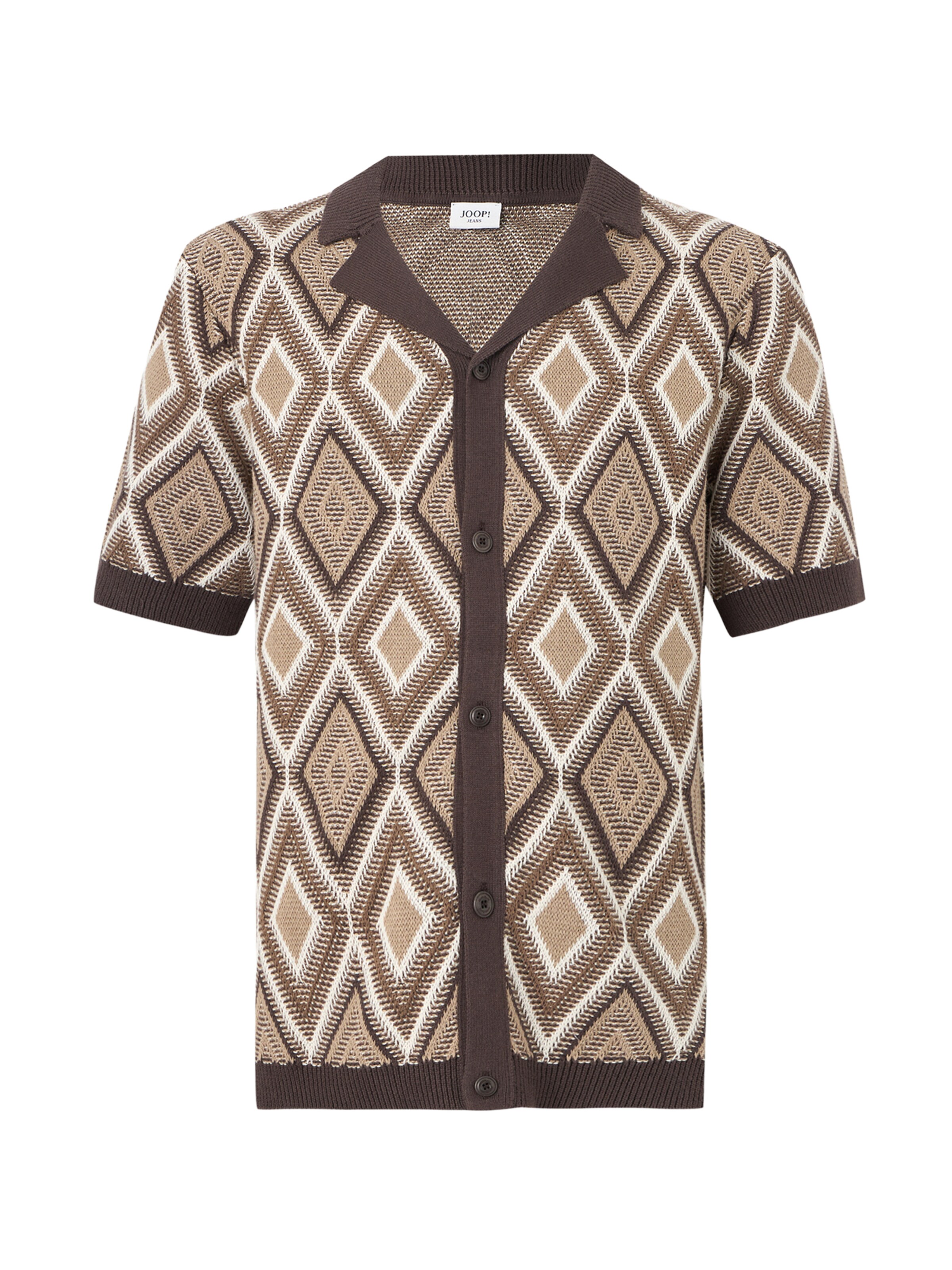 JOOP! Jeans Knit Cardigan 'Diamor' in Chocolate / Light brown / White, Item view