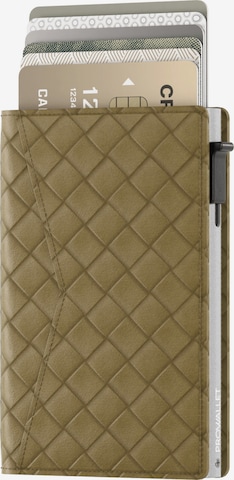 Prowallet Portemonnee 'Pasjeshouder Slim Woven' in Groen: voorkant