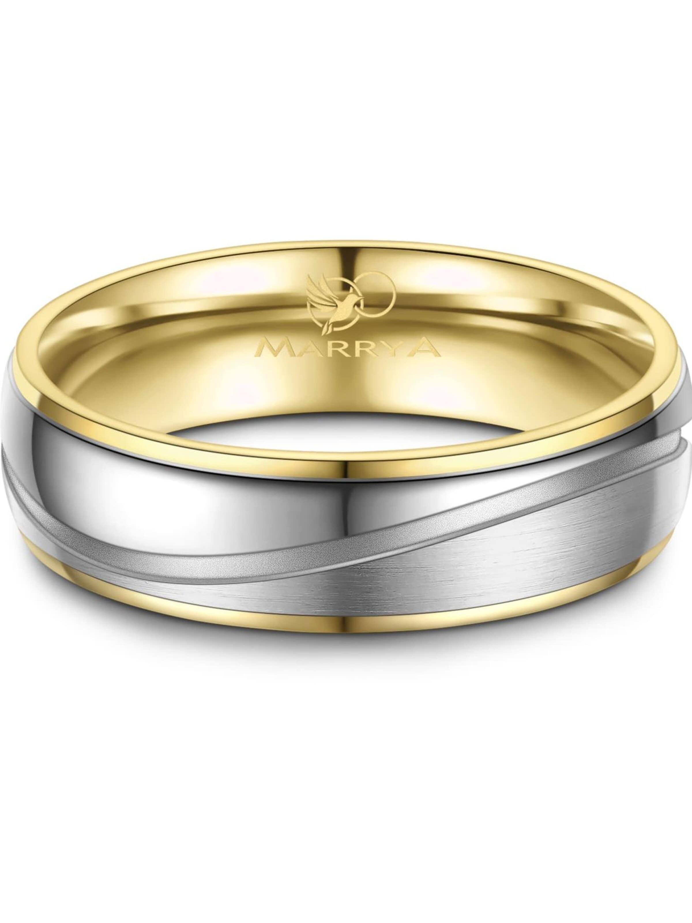 MARRYA Ring 'MARRYA ES-22 Ehering aus Edelstahl - Silberfarben & Gelbgold plattiert' i gul