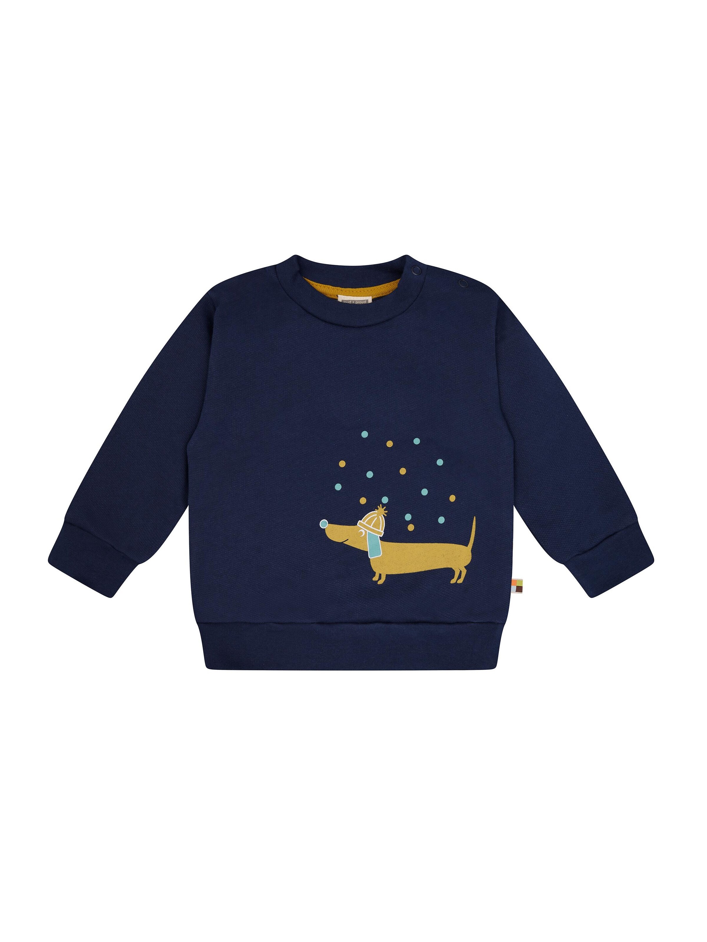 loud + proud Pullover 'Dackel'‌‌‌‌‌‌‌‌‌‌ in Blau: Vorderseite