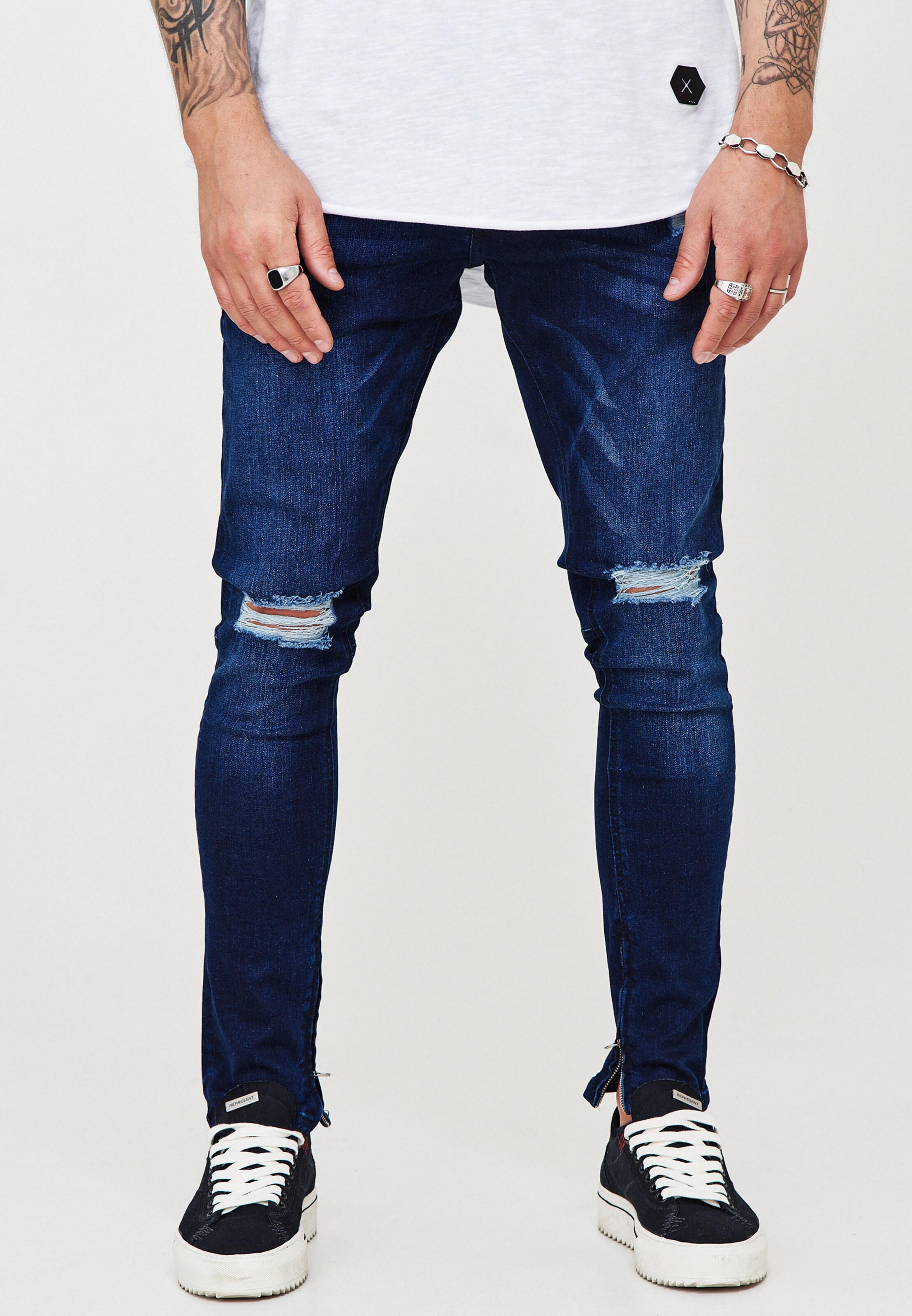 Männer Jeans behype Jeanshose 'SPIKE' in Dunkelblau - ZY80471