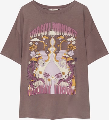 T-shirt Pull&Bear en violet : devant