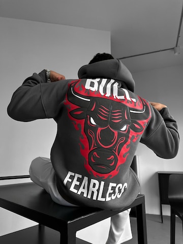Kleidermafia Sweatshirt 'Oversize Bull Fearless Hoodie - Anthracite' in Grey