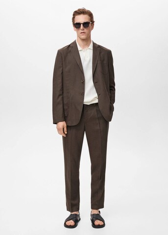 MANGO MAN Slim fit Suit Jacket 'Delave' in Brown