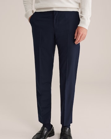 WE Fashion Slimfit Pressveckad byxa i blå: framsida