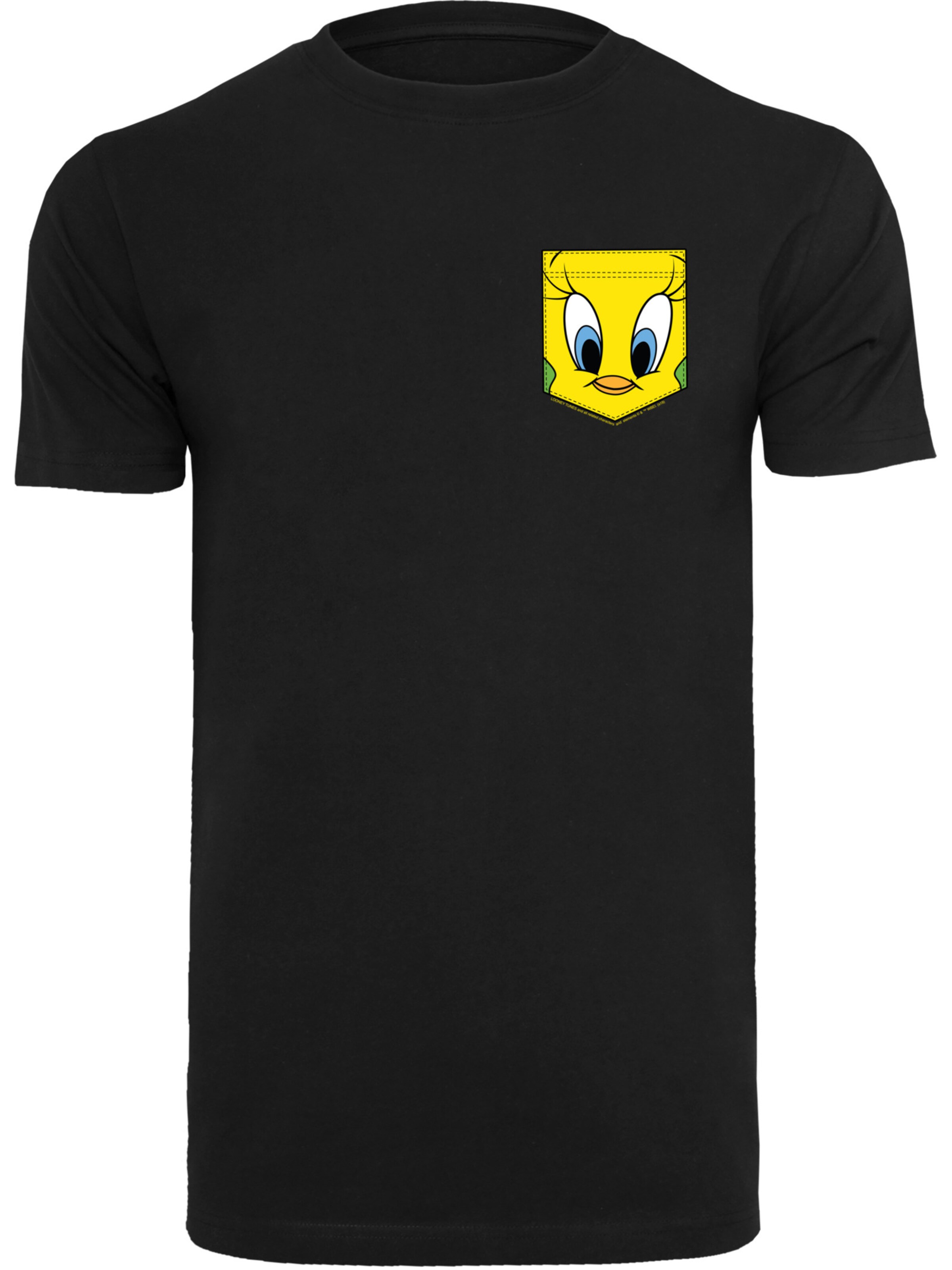 F4NT4STIC Shirt 'Looney Tunes Tweety Pie Face' in Zwart: voorkant