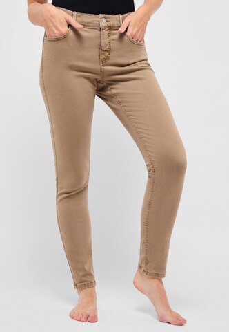 Angels Slimfit Jeans in Bruin: voorkant