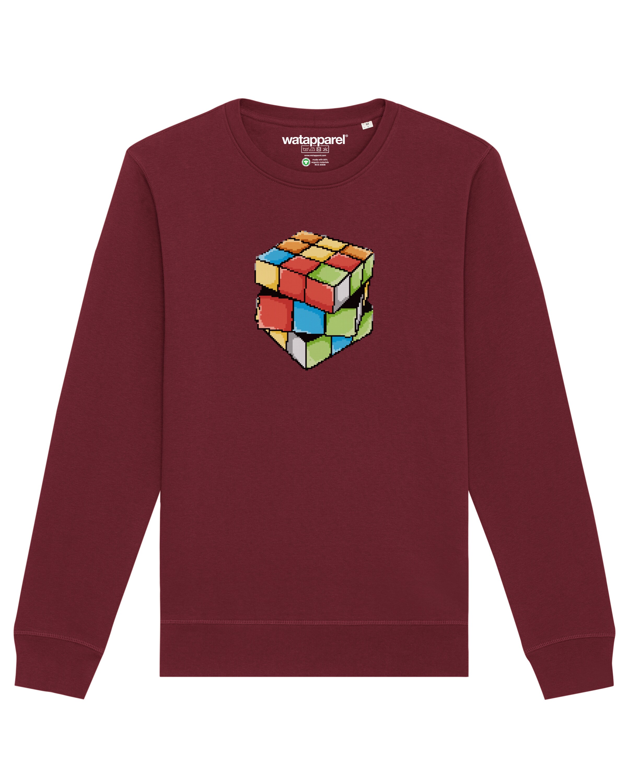 Watapparel Sweatshirt 'Pixel Zauberwürfel' in Rood: voorkant