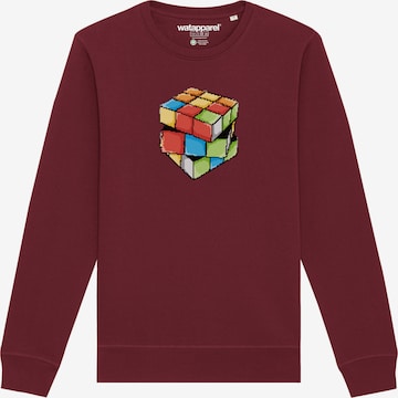 Watapparel Sweatshirt 'Pixel Zauberwürfel' in Rot: Vorderseite