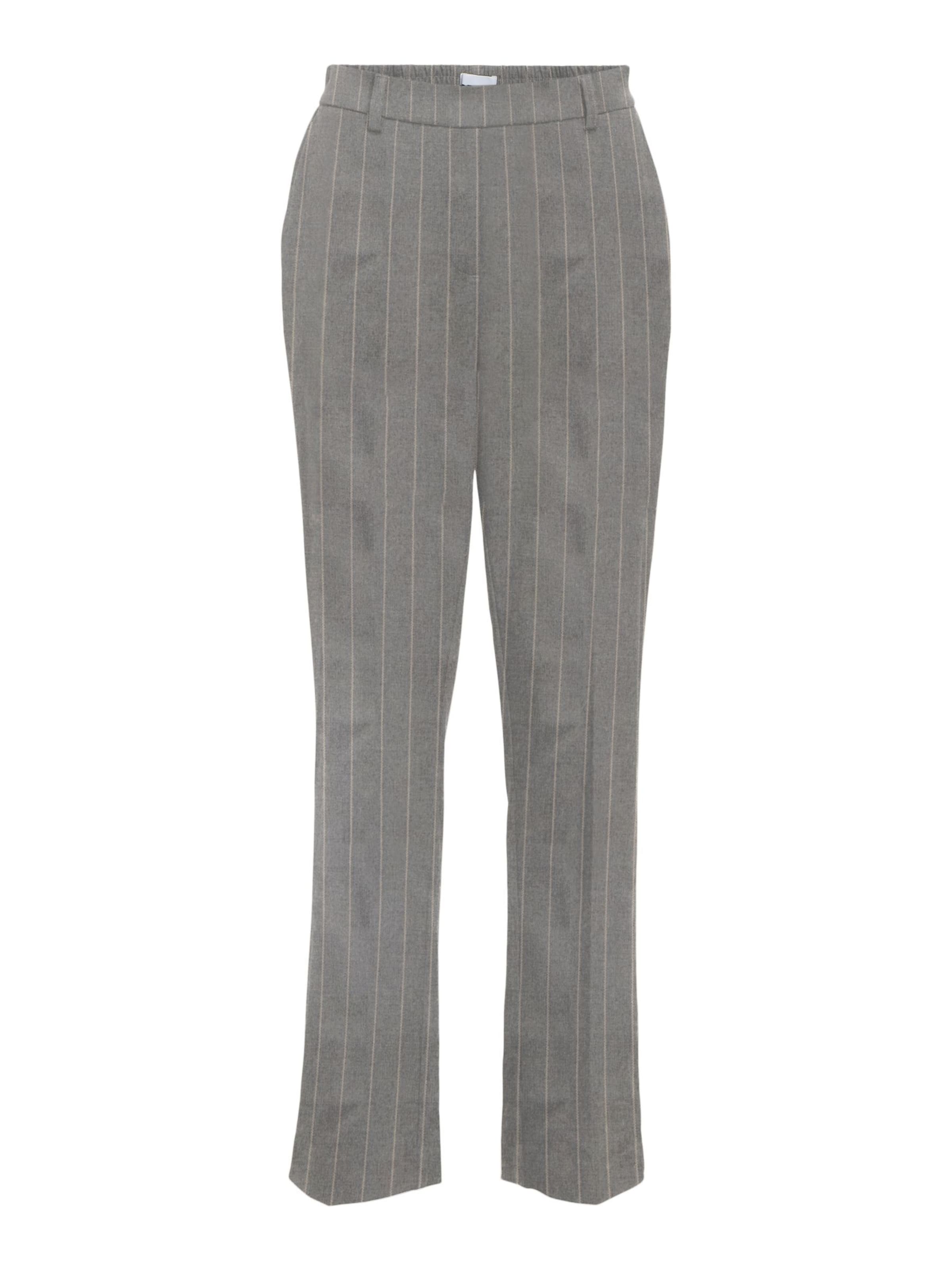 OBJECT Regular Trousers with creases 'OBJLisa' in Grey: front