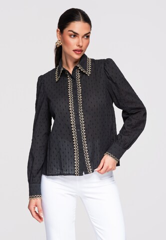 Ombre Blouse 'Dobby' in Zwart