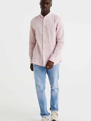 WE Fashion Slim fit Button Up Shirt in Pink
