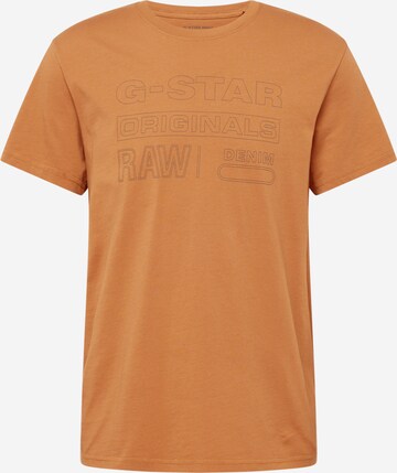 T-Shirt G-Star RAW en marron : devant