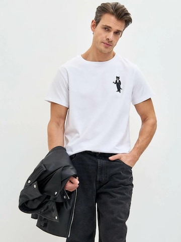 Maglietta 'Mini Dandy Cat' di Cat e Lolette in bianco