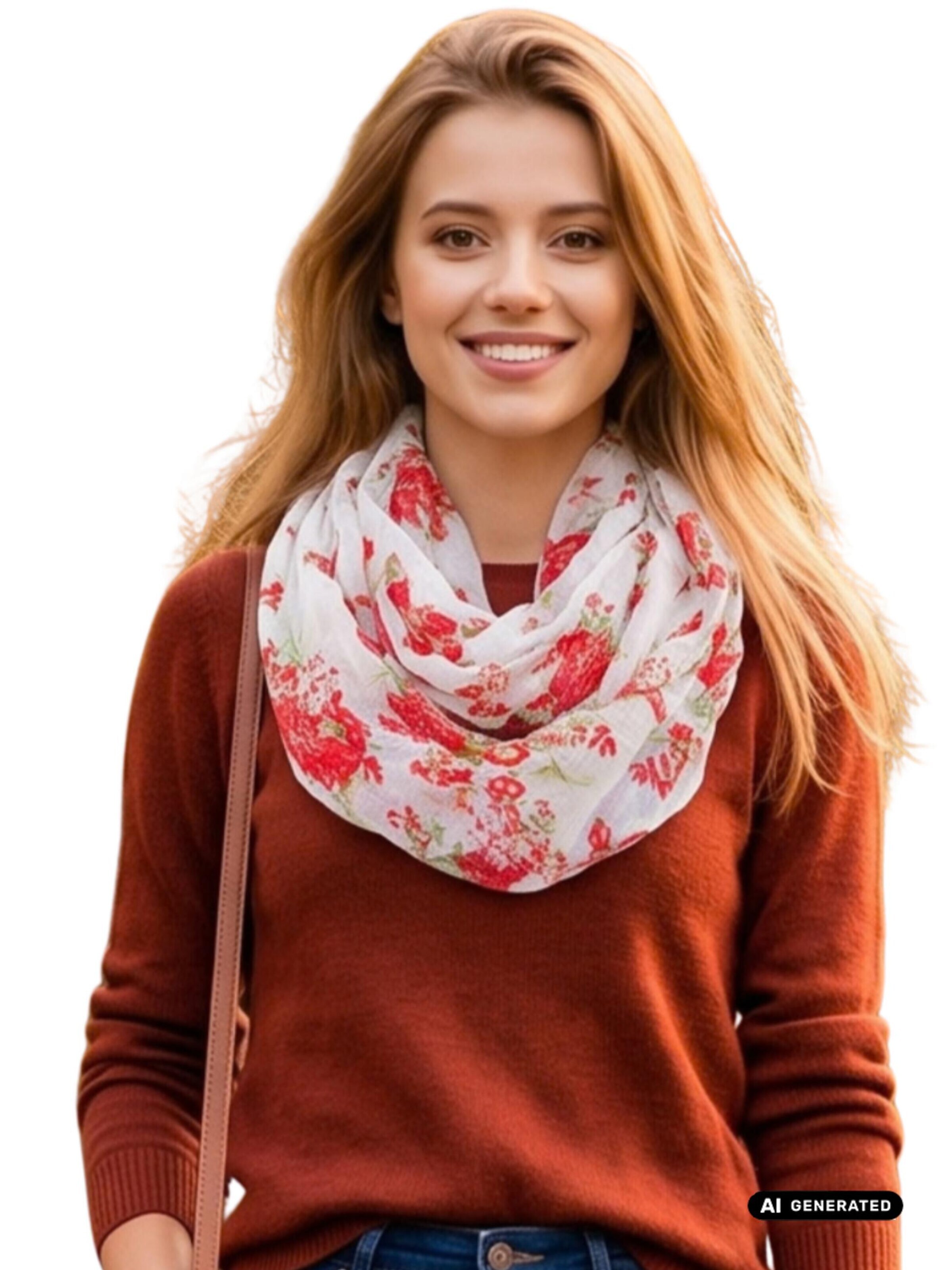AvaMia Tube Scarf 'Schlauschal Blume' in White: front