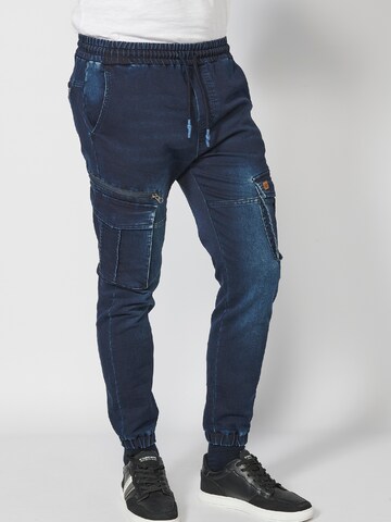 KOROSHI Slimfit Cargobroek in Blauw: voorkant