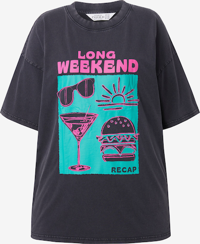 Studio Untold T-Shirt in aqua / anthrazit / neonpink, Produktansicht