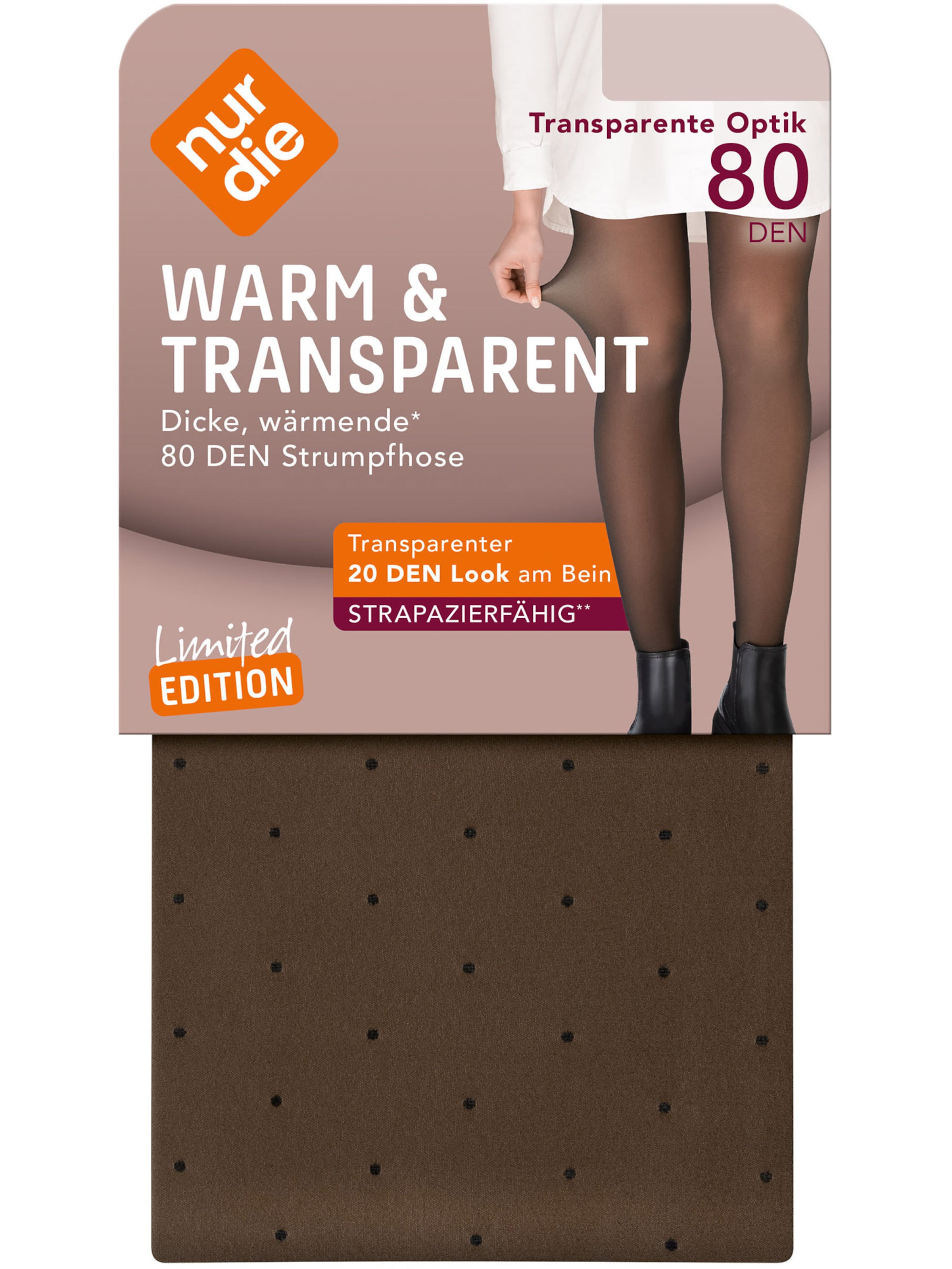 Nur Die Fijne panty ' Warm & Transparent haltbar 80 DEN Print ' in Zwart