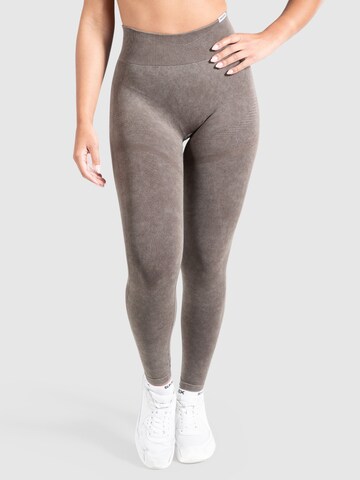 Skinny Leggings ' Batik Scrunch ' Smilodox en marron : devant
