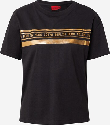 HUGO - Camiseta en negro: frente