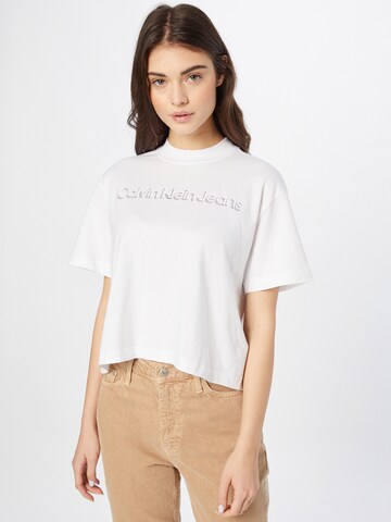 Tricou de la Calvin Klein Jeans pe alb: față