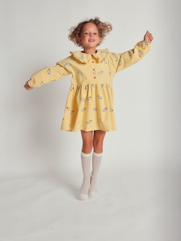 Maru + Bo Kjole 'PATTERNED CORDUROY DRESS WITH A COLLAR' i gul