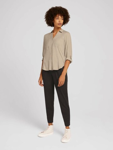 TOM TAILOR Regular Pleat-Front Pants in Black