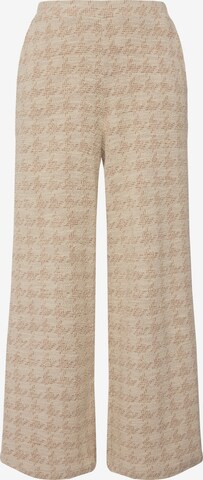 Ulla Popken Wide leg Broek in Beige: voorkant