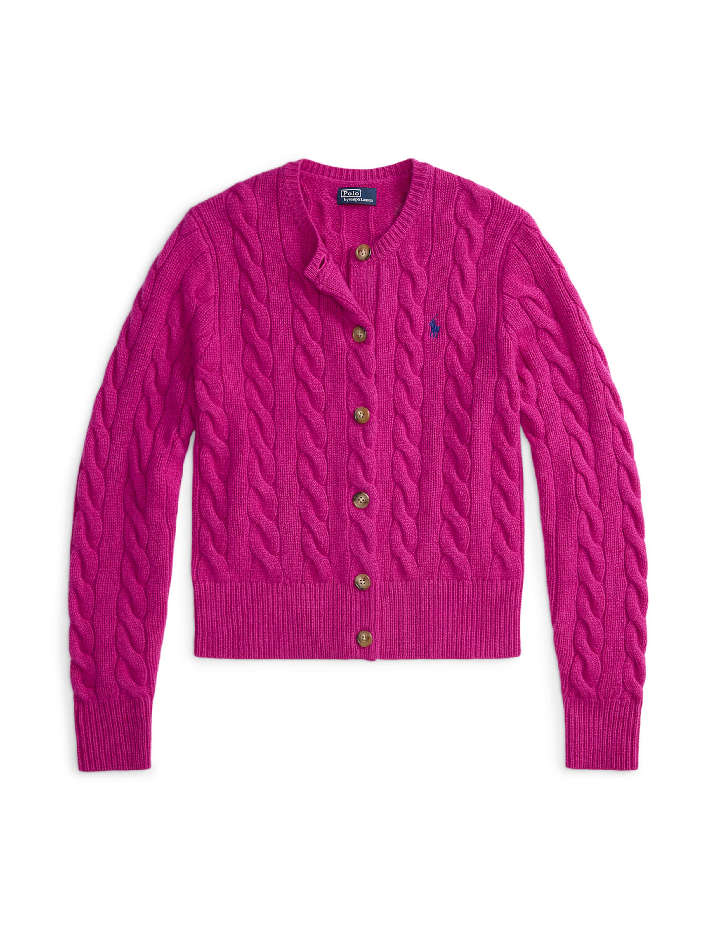 Geacă tricotată de la Polo Ralph Lauren pe roz: față